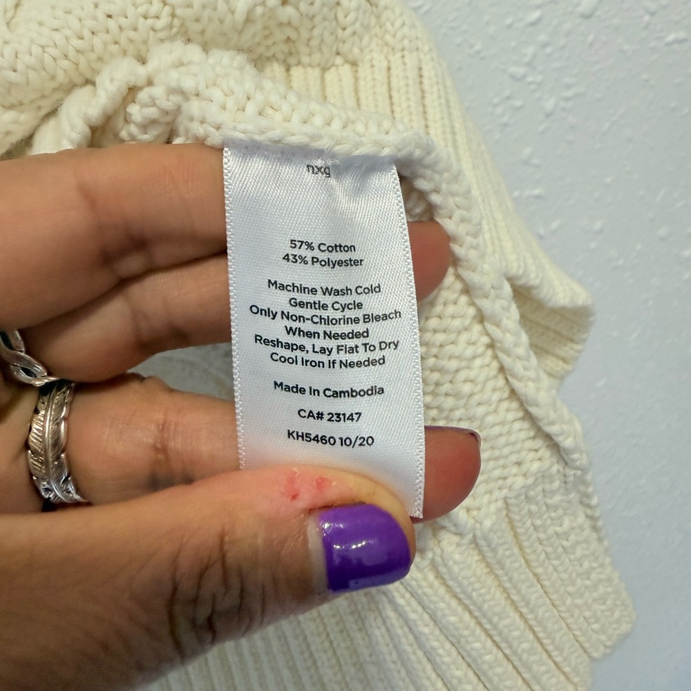 Talbots Ivory Cable Knit Sweater MP - Picture 3 of 8